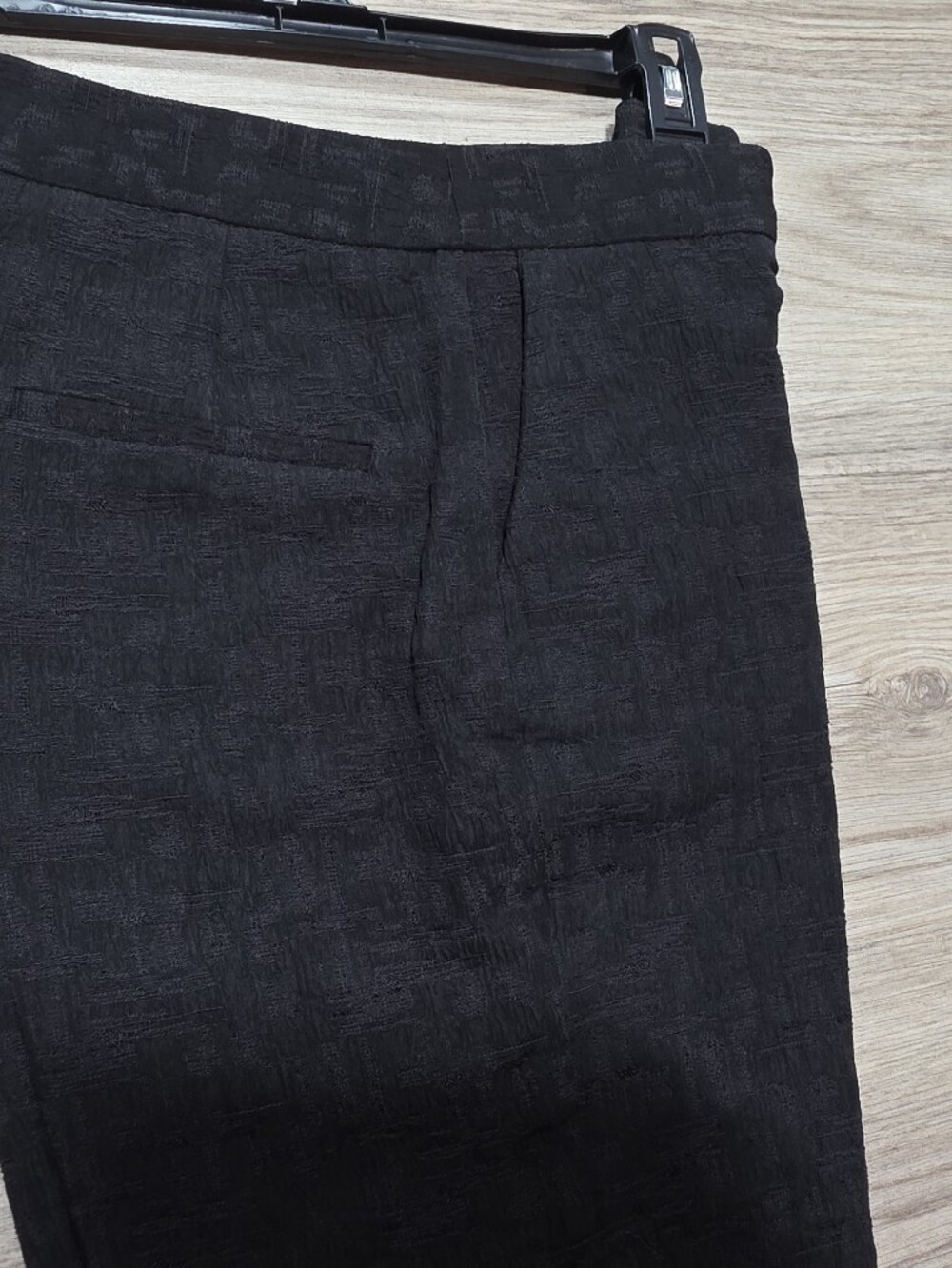 Zara Jacquard Ankle Pants Black Textured Trousers - Picture 4 of 9